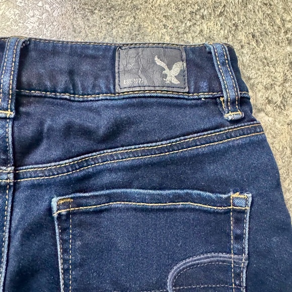 American Eagle Outfitters Blue Jean Shorts High-Waisted Cut-Off - Picture 3 of 4